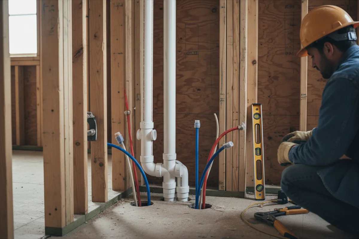Drain and supply rough-in during Leak Detection in Crumpler